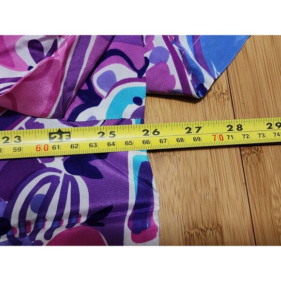 Bob Mackie Wearable Art Silk Shirt Purple Pink Cat Parrot Monkey Print 1X PLUS - Picture 5 of 10